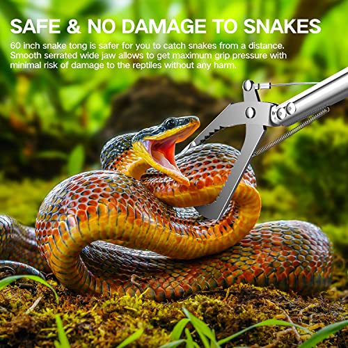 78“ Snake Tongs Collapsible Grabber, Professional Reptile Snake Catcher Wide Jaw Handling Tool, Stainless Steel Snake Hook - size: 78 inch