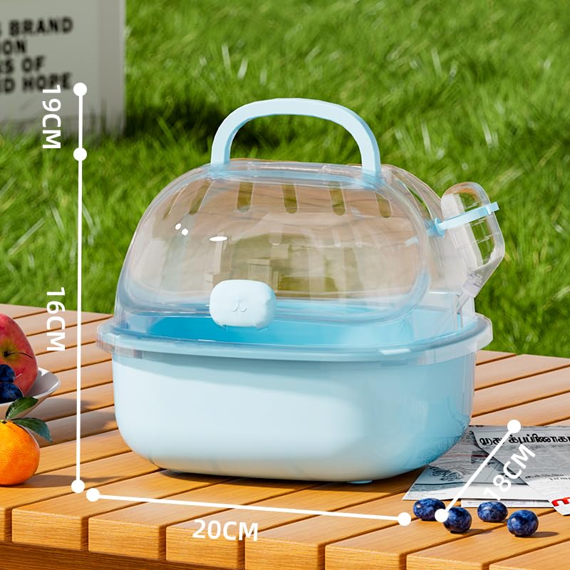 Small Animal Carrier Cage with Water Bottle, Portable Hamster Travel Carrier Carry Case for Small Pets, Gerbils, Mice, Dwarf Hamster (Blue) - color: Blue