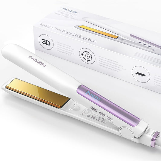 Faszin Hair Straightener, Fast Heat Titanium Flat Iron With Negative Ions To Create Sleek Style, 2 In 1 Straightener And Curler