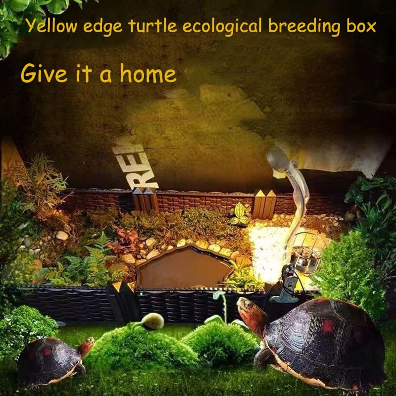 Large Tortoise Habitat Enclosure for Yellow-Margined/the pet House | Thickened Acrylic/Plastic (47"Lx16"Wx20"H) -Reptile Enclosure Turtle Habitat Kit Land/Water Zone Design