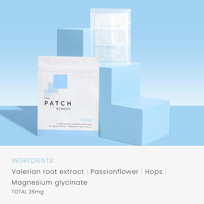 Original Sleep Patches - 30 Topical Sleep Support Patches with Valerian Root Extract, Passionflower, Hops, Magnesium Glycinate Transdermal Skin Stickers