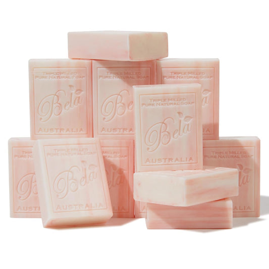 Bela Romantic Gardenia Soap 3.3 Oz Pack Of 12, Long Lasting French Triple Milled Bar Soap With Organic Shea Butter Hand, Face An