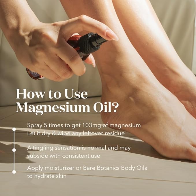 Bare Botanics Unscented 16oz Pure Magnesium Oil Spray from The Dead Sea | Rapidly Absorbing | Handpoured in Madison, WI | Supports Sleep & Soothes Sore Muscles