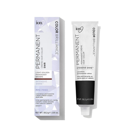 Ion 5Wr Light Golden Mahogany Brown Permanent Cream Hair Color, Vegan And Cruelty Free, 100% Gray Coverage, Low Ammonia, Nourish