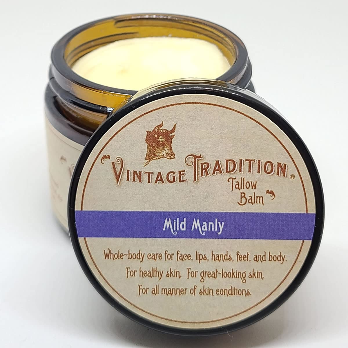 Vintage Tradition Beef Tallow All Purpose Balm - Healing, Hydrating Mens Skin Care Salve Replaces Body Lotion, Hand Cream, More