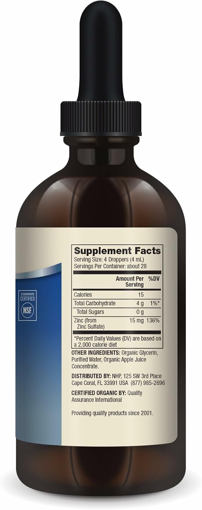 Dr. Mercola Zinc Liquid Drops - Supports Immune & Organ Health - 15 mg Organic Zinc Liquid Drops - USDA Organic - NSF Certified - Non-GMO, Gluten-Free & Soy-Free - 3.88 fl oz (28 Servings)