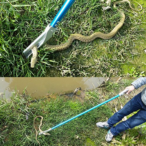Snake Tong Catcher–Professional Reptile Rescue Grabber Aluminum Alloy with Wide Jaw Locking Mechanism and Comfort Grip for Safe Rattlesnake Control and Removal Tool (60inch Snake Tong) - style: 60inch Snake Tong