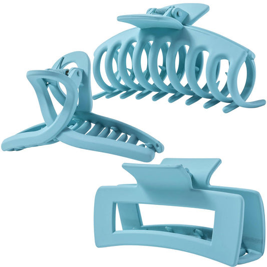 Kitiin Light Blue Large Hair Claw Clips For Thick/Fine/Thin Hair,Strong Holding Teeth Interlocking Sky Blue Women Jaw Clips For