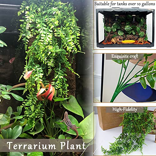 Hamiledyi Reptile Plants Bendable Jungle Climbing Vine Terrarium Branch Flexible Plastic Leaves Hanging Pet Habitat Decoration for Bearded Dragon Lizard Gecko Frog Snake Tank Accessories Decor - size: 3 PCS - Style 1