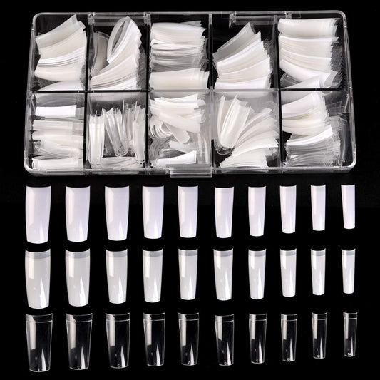 Kads French Nail Tips 500Pcs Flake Nails Half Cover 10 Sizes Artificial False Nails Lady French Acrylic With Box For Nail Salon