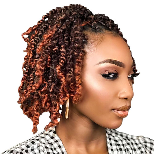 Kavsorapi Passion Twist Hair 6 Inch Short Pre Looped Crochet Braids Pre Twisted Crochet Twist 8 Packs (T350/Ombre Ginger Red)