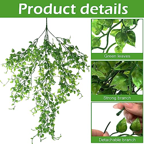 Hoteam 12 Pcs Artificial Hanging Plants 32 Inch Fake Ivy Vines with Fake Leaves Patio Artificial Plants Greenery for Living Room Indoor Outdoor Wall, No Basket (Ivy) - color: Ivy