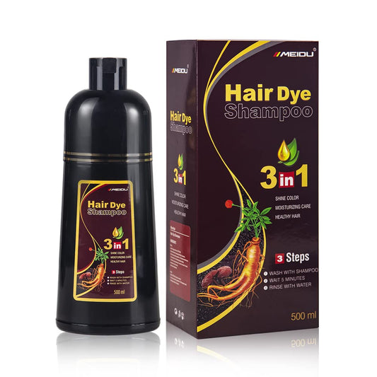 Bablabear Dark Brown Hair Color Shampoo for Gray Hair 500ML Instant Hair Dye Shampoo for Men & Women-3 in 1 Color Shampoo for Da