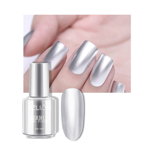 Kyda 18Ml Mirror Nail Polish, Bright Colorful Nail Polish For Nail Art, Longlasting Mirror Effect Nail Glue, Gorgeous Reflective
