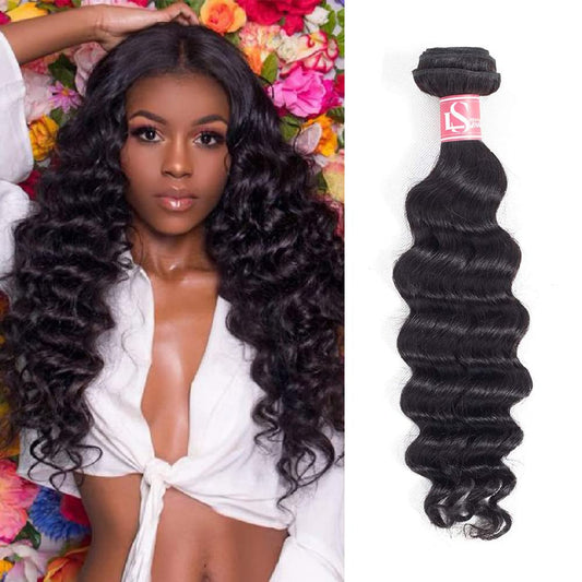 Ls Hair Peruvian Loose Deep Bundles 20 Inch 100% Unprocessed Virgin Human Hair Single Bundle 10A Peruvian Loose Deep Wave Human