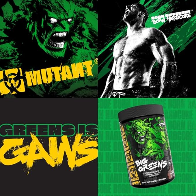 Mutant Big Greens | Green Supplement | Over 40 superfoods Land & Sea Greens – Reds, Antioxidants, phytonutrients, 1000mg spirulina – Pre & Probiotic Blend | 30 Serving – Berry Good
