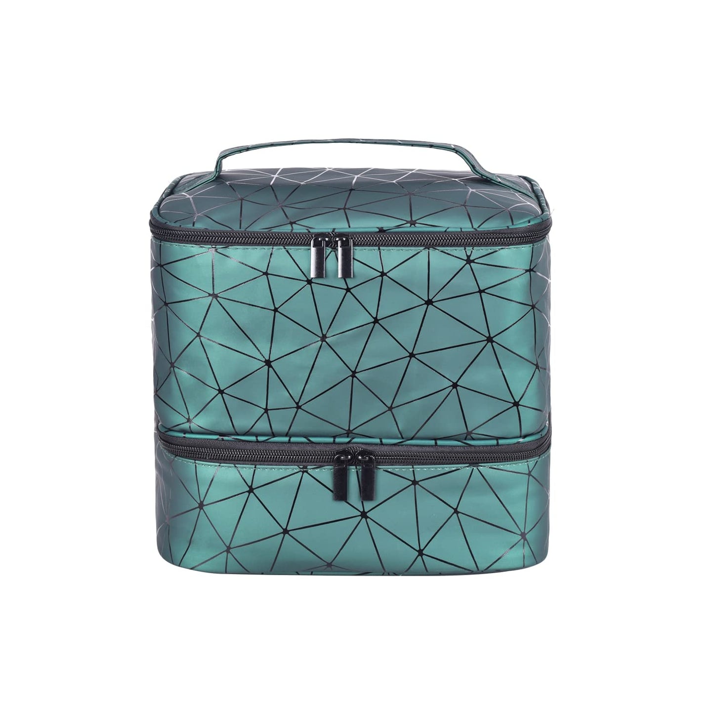 Rzmayis Nail Polish Carrying Case Bag-Holds 30 Bottles, Double-Layer Nail Polish Storage And Nail Dryer Case (Green)
