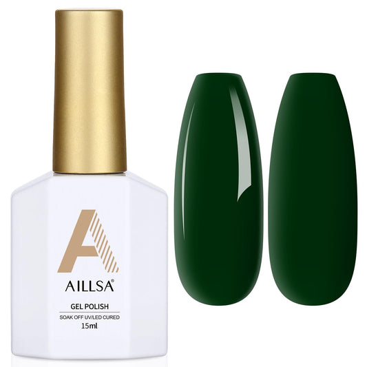 Aillsa Green Gel Nail Polish Dark Emerald Christmas Gel Polish Forest Green Opaque Gel Polish Winter Color Lake Green Gel Nail P