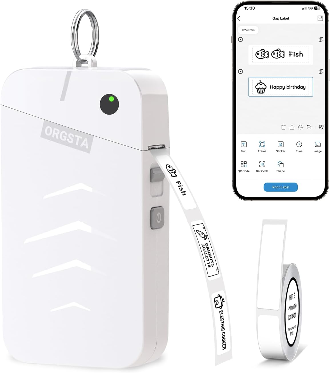 OrgSTA S001 Portable Bluetooth Label Maker Machine with Thermal Printing Pink 203 DPI