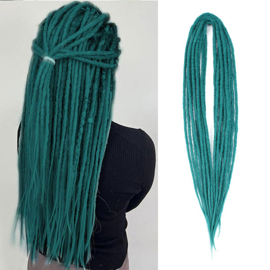 Lounoke 24 In Double Ended Dreadlock Extensions, Castleton Green 10 Strands Thin 0.6Cm Width Synthetic De Dreads Extensions, 100