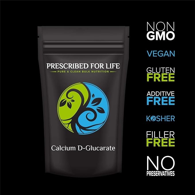 Prescribed for Life Calcium D Glucarate Powder, Pure CDG Fine Powder, USP Grade, Vegan, Gluten Free, Non GMO (12oz / 340g)