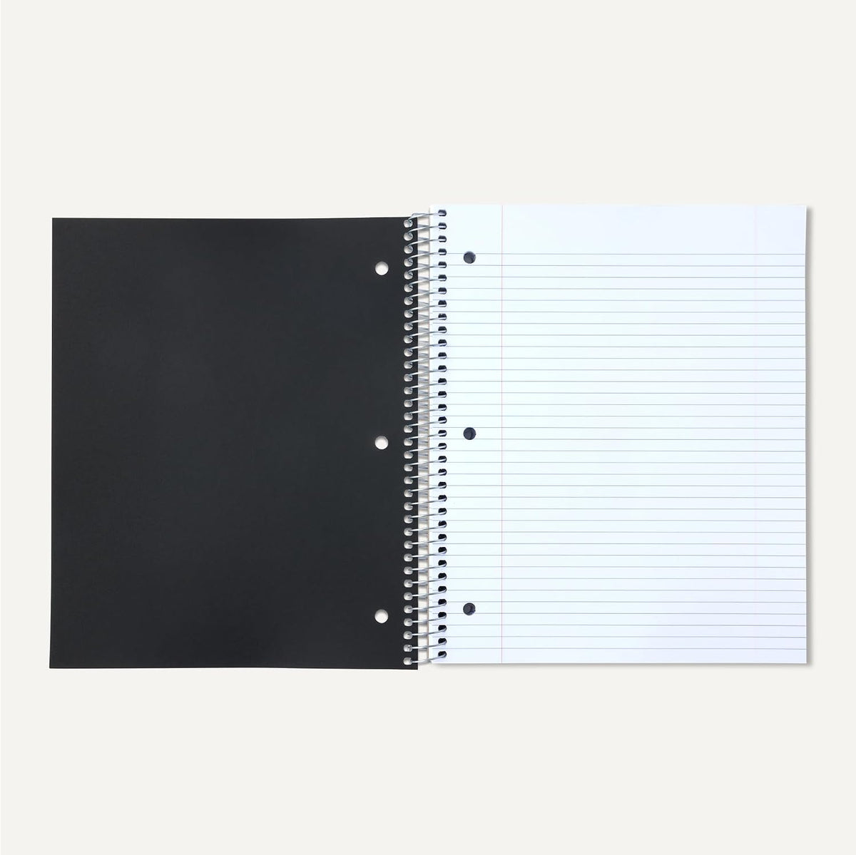 Amazon Basics College-Ruled 3-Subject Spiral Notebook, 150 Sheets, 8.5 x 11 inches, Black