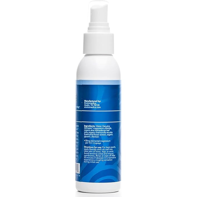 Ancient Minerals Magnesium Oil Spray Sensitive All-New Sensitive Formula with Allantoin, Organic Chamomile, and Organic Aloe Vera (4oz)