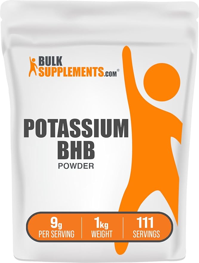 BulkSupplements.com Potassium BHB Powder - Beta-HydroxyButyrate Powder, BHB Supplement - Unflavored & Gluten Free, 9g per Serving, 1kg (2.2 lbs) (Pack of 1)