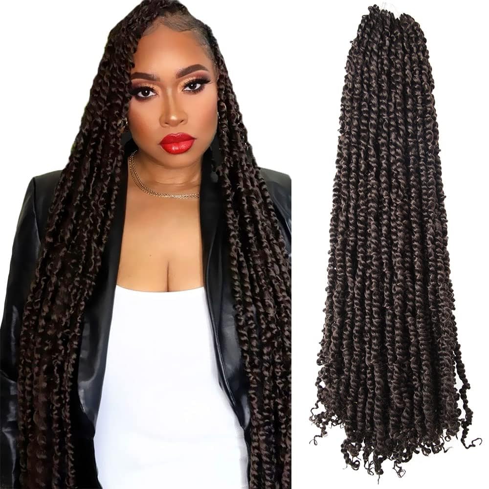 Wudas Long Passion Twist Hair 30 Inch Pre-Twisted Passion Twists Crochet Hair Brown Pre-Looped Synthetic Crochet Braids (7 Packs
