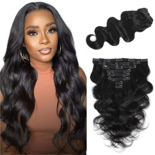 Lumiere Body Wave Clip In Hair Extensions - Glueless Hair Extensions For Black Women 120G Grade 10A Brazilian Remy Hair Wear And