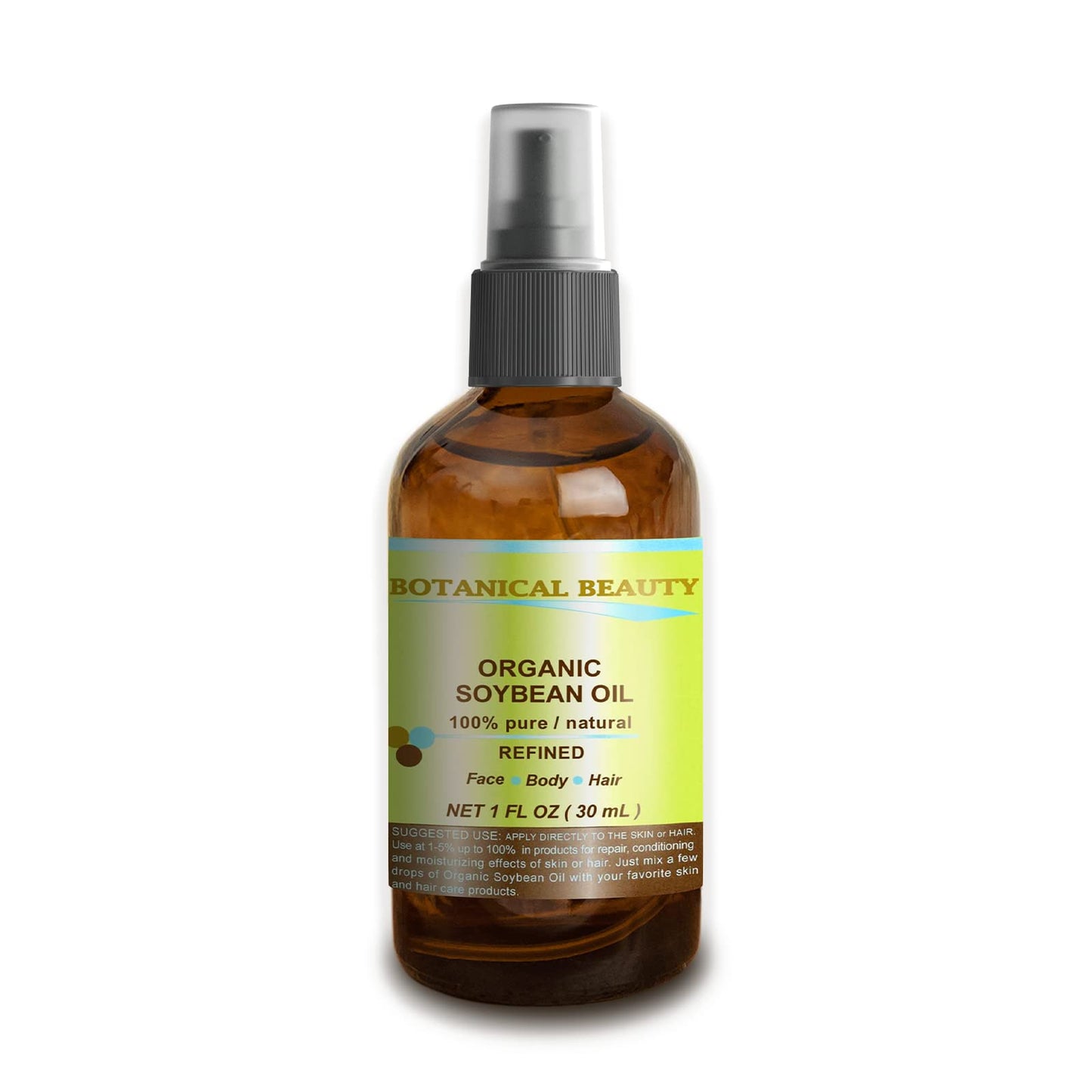 Botanical Beauty Soybean Oil, 100% Pure, Cold Pressed for Face, Skin, Hair and Body. 1 oz- 30 ml Nourishing Softening and Moistu
