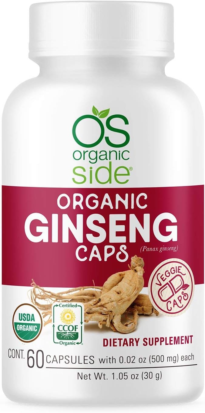| Ginseng 60 Capsules | Adaptogen for Stress Relief, Energy Boost, Immune Support | Certified USDA Organic, Non-GMO, Vegan Supplement for Natural Wellness
