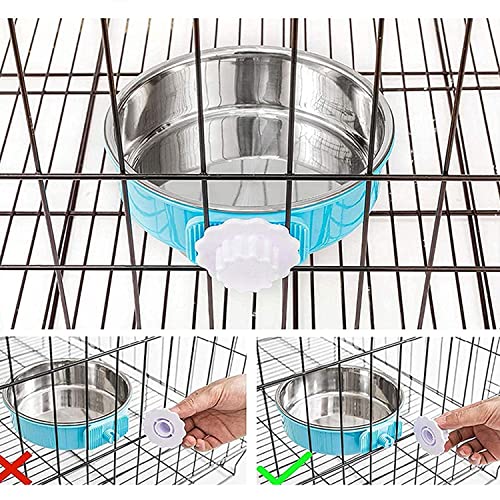 Dog Crate Bowl, Hanging Stainless Steel Removable Pet Crate Water & Food Bowls, Pet Cage Feeder Container Coop Cup for Cat Puppy Birds Rats Guinea Pigs Rabbit Hamster (2PCS) - color: (Round) Green/Pink