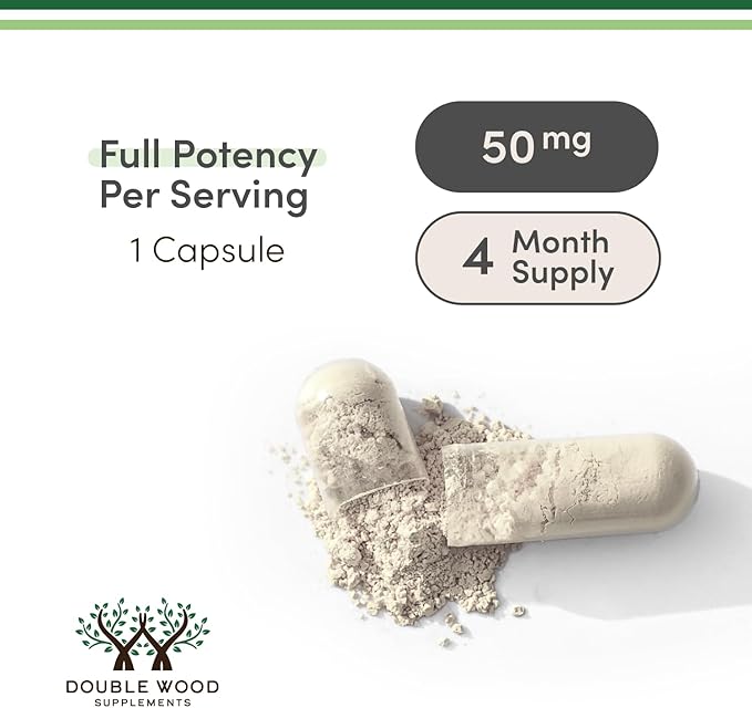 Kanna Extract Supplement (Sceletium Tortuosum) - 50mg Per Capsules, 120 Count - for Relaxation and Peace of Mind (Min .4% Total Alkaloids) Non-GMO, Gluten Free, Vegan Safe by Double Wood