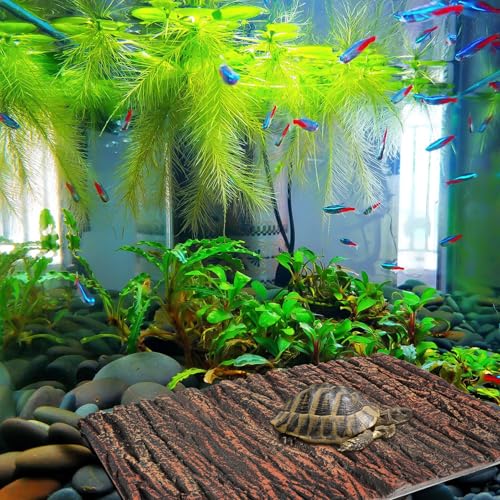 BESPORTBLE Aquarium Decorative Background Board Ultra-Thin 3D Simulated Oak Bark Landscape Panel for Turtle Tank Reptile Enclosure Terrarium Décor