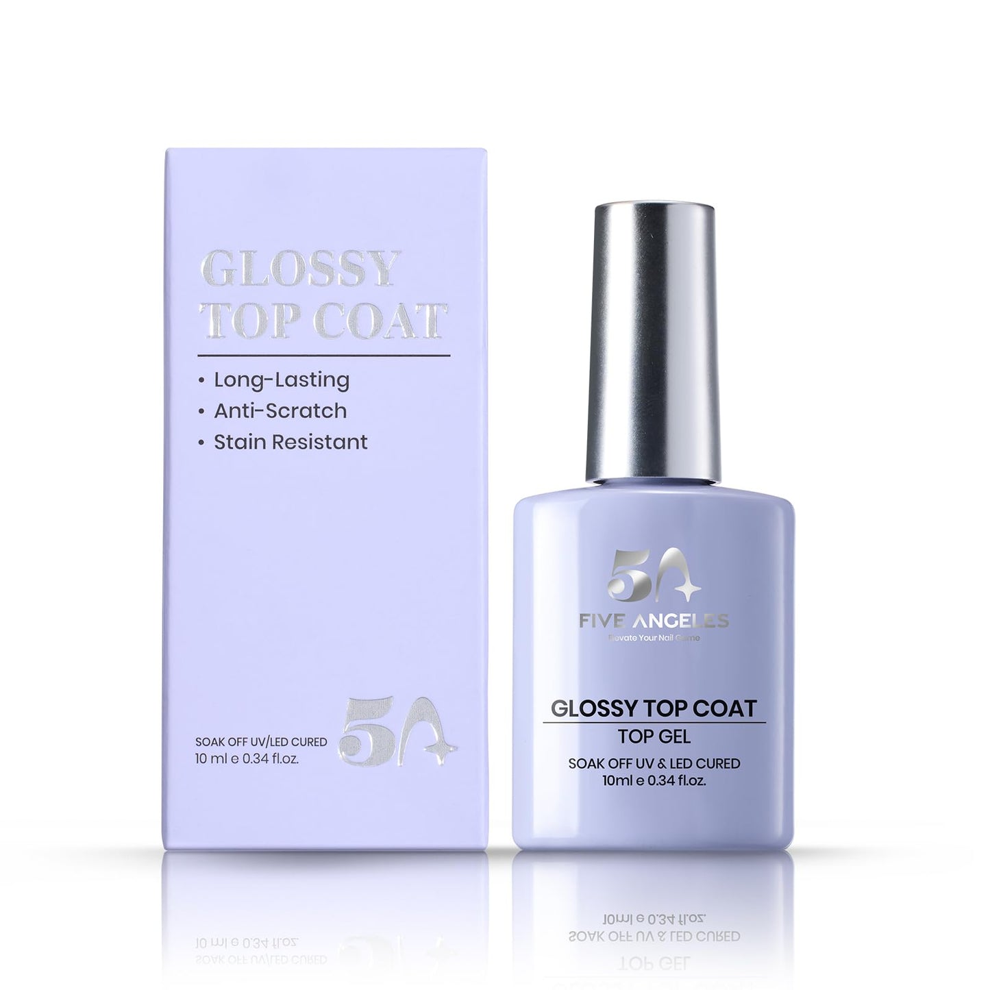 Five Angeles Gel Nail Polish Top Coat- No Wipe, High Gloss Shiny Long Lasting Top Gel For Clear Nail Gel And Acrylic Nails, For