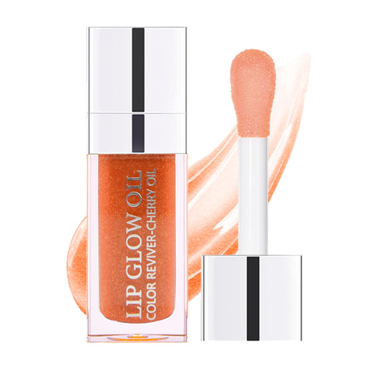 Lip Oil, Hydrating Lip Gloss Tinted Lip Balm Transparent Lip Care, Big Brush Head Glitter Shine, Long Lasting Nourishing Non-Sti