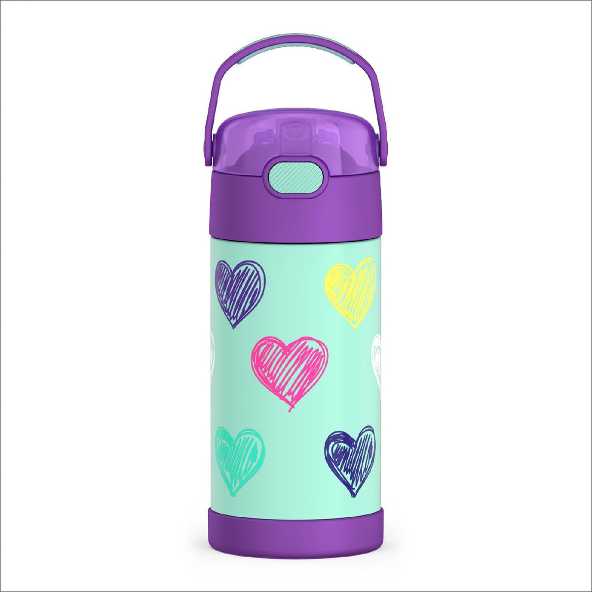 THERMOS FUNTAINER Water Bottle with Straw, 12oz, Construction | Kids Stainless Steel Insulated Water Bottle, Keeps Drinks Cold Longer for School & Play, BPA-Free