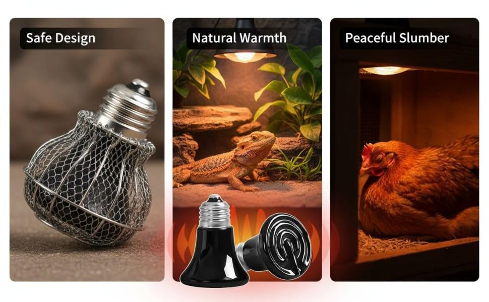 2 Pcs Mini Ceramic Heat Emitter, 75W Reptile Heat Lamp, Infrared Brooder Coop Heater, E26 Socket, No Light, Anti-Scald Safe Heating Bulb for Pet, Chicken, Lizard, Turtle