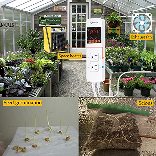 Attic Fan Thermostat Controller Temperature Switch Plug Outlet for Seedlings, Germination, Rooting, Greenhouse, Fermentation, Reptile, Terrarium Heating Mats