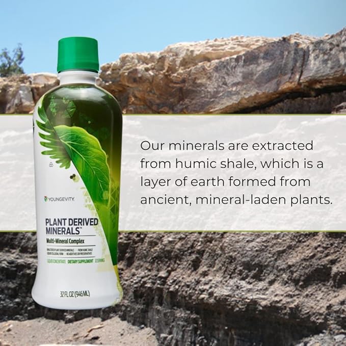 Youngevity Plant Derived Liquid Minerals - 77+ Natural Unaltered Trace Minerals - 19,000mg Plant Mineral Solids - Colloidal Form Humic Shale - (32 oz Pack of 1)