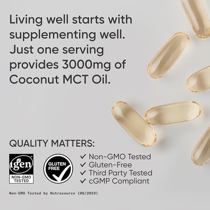 Sports Research Keto MCT Oil Pills from Coconut Oil | Keto Fuel for The Brain & Body - Non-GMO Verified, Soy & Gluten Free Liquid Softgels (240 Count)