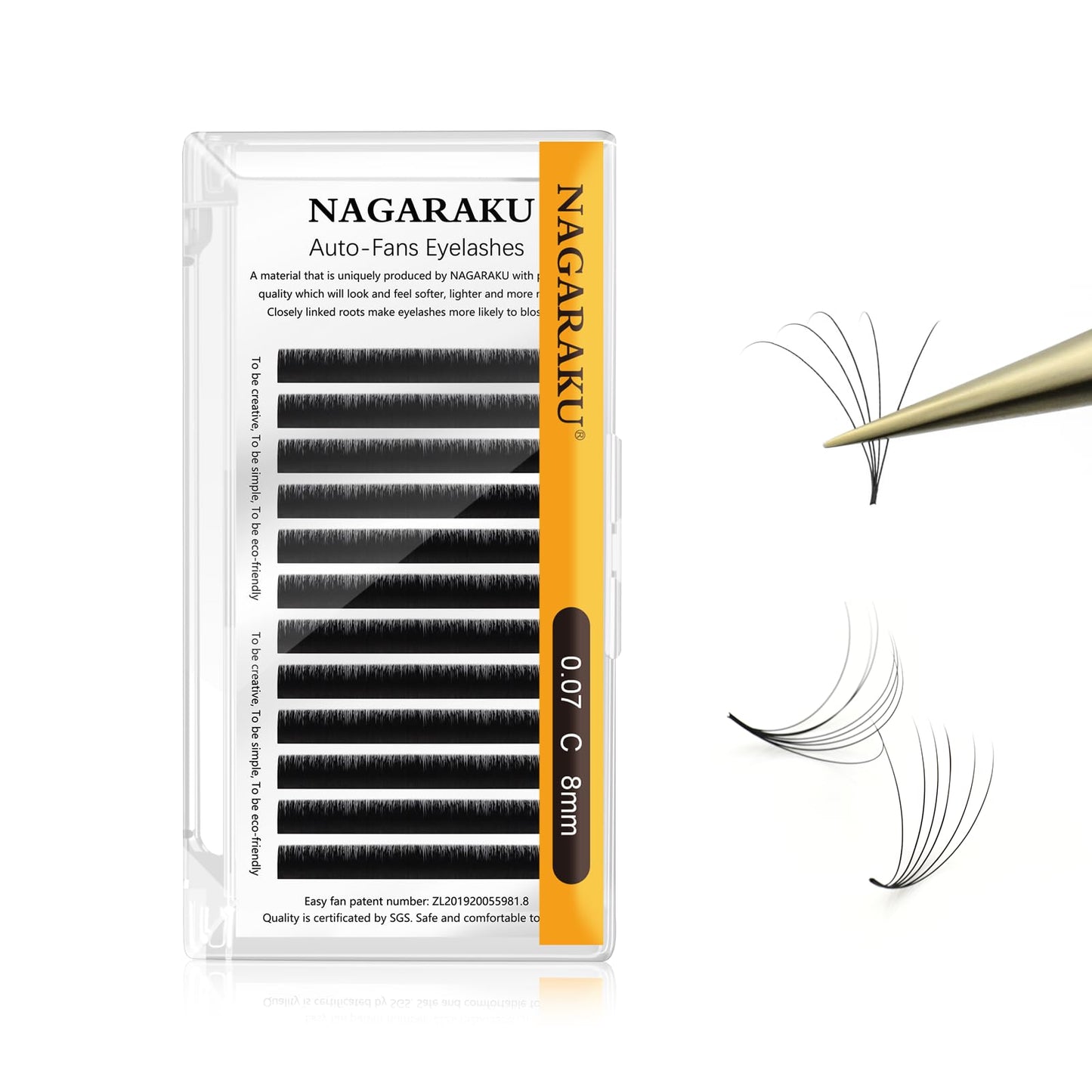 Nagaraku Easy Fan Eyelash Extensions Volume Lash 0.07 C Curl 8Mm Rapid Blooming Faux Mink Cluster For Beginners Soft Professiona