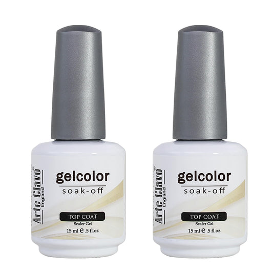 Arte Clavo Gel Polish 2Pcs 15Ml No Wipe Top Coat High Gloss Shiny Long-Lasting Clear Gel Top Coat, Soak Off Nail Lamp Nail Gel,