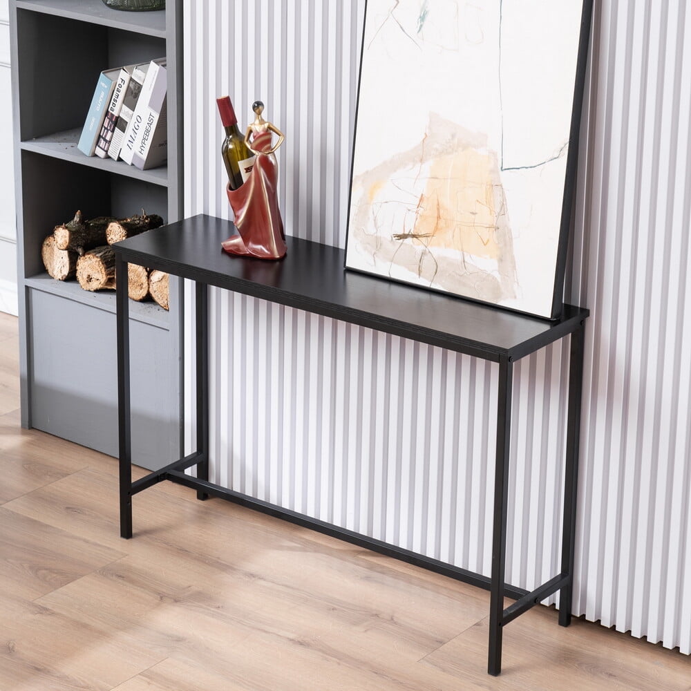 HiiKaa Console Table,Entryway Table,Narrow Sofa Table,42" Metal Hallway Table for Entryway,Living Room,Bedroom,Foyer,Black