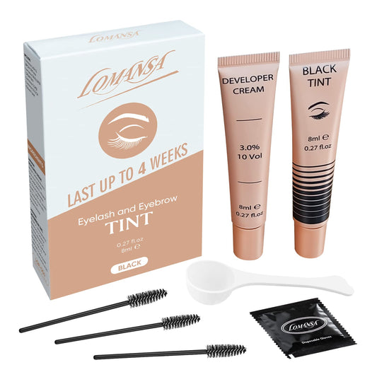 Lomansa Lash Tint Kit, Eyebrow Tint Black Instant Natural Results, Professional Eyelash Tint Kit Lasts Up To 4 Weeks For Salon H