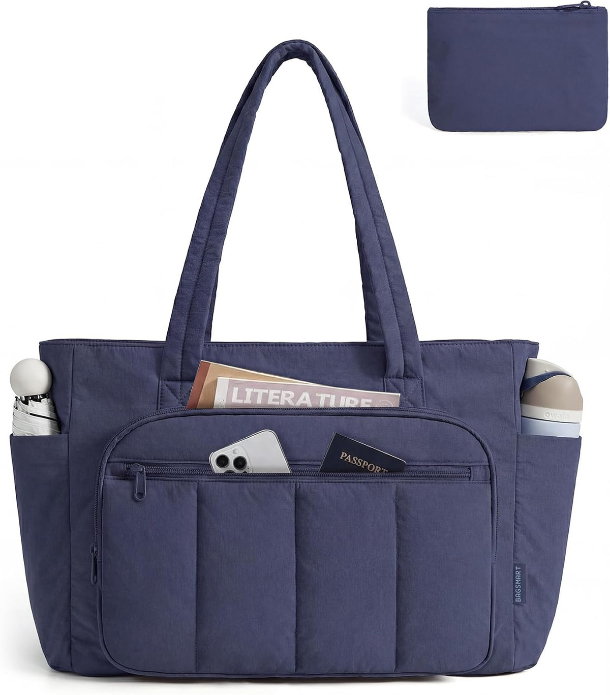 BAGSMART Tote Bag for Women, 2 Set Work Tote Bag with Zipper | 20L Capacity, 15.6'' Laptop Quilted Nurse Handbags for Work Travel College