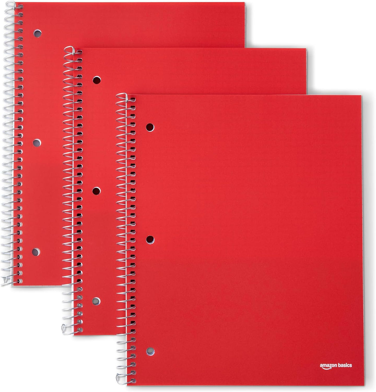 Amazon Basics College-Ruled 3-Subject Spiral Notebook, 150 Sheets, 8.5 x 11 inches, Black