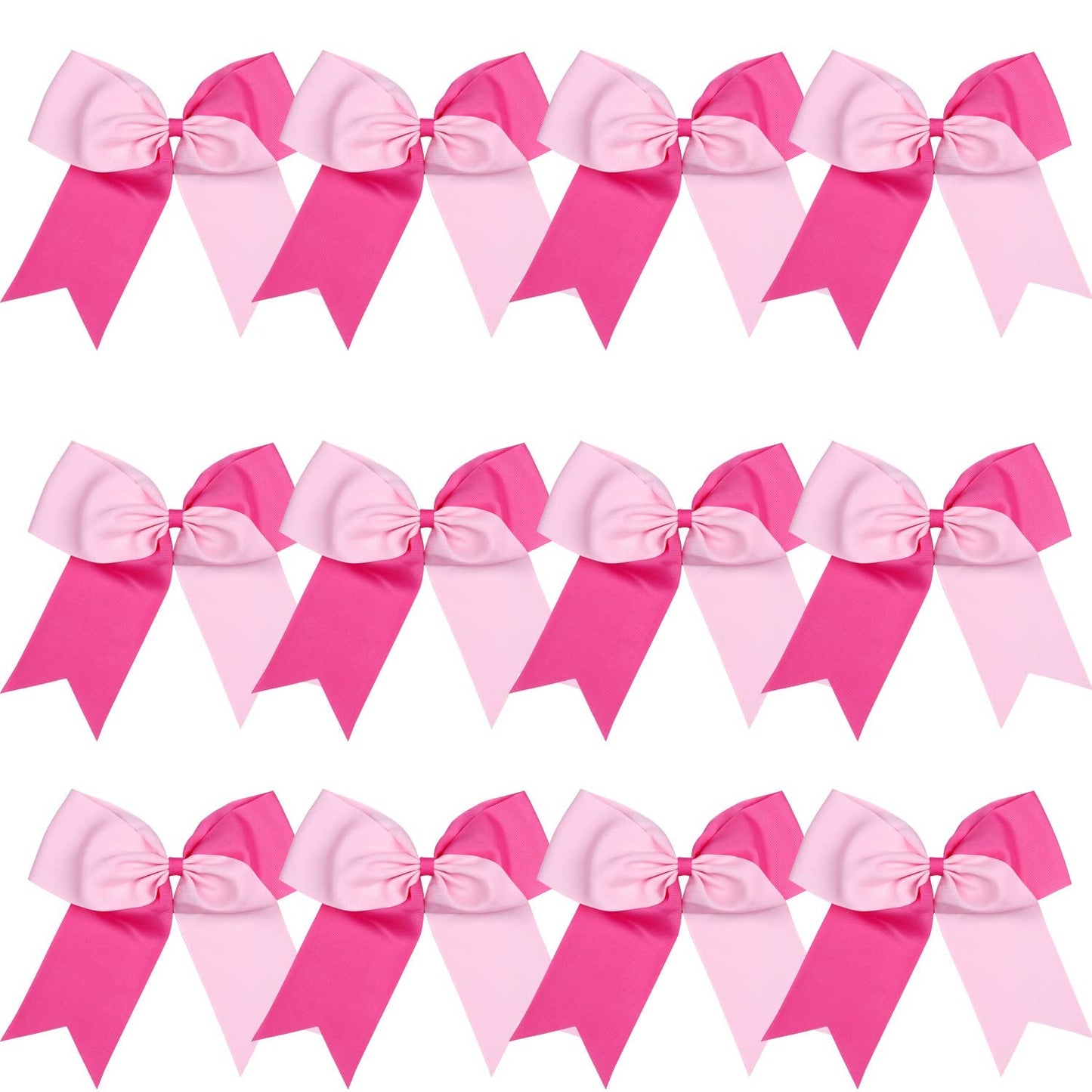 8 Inch 2 Colors Jumbo Cheerleader Bows Ponytail Holder Cheerleading Bows Hair (Pink/Hot Pink)