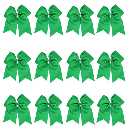 8 Inch Jumbo Cheerleader Bows Ponytail Holder Cheerleading Bows Hair Tie(Green)